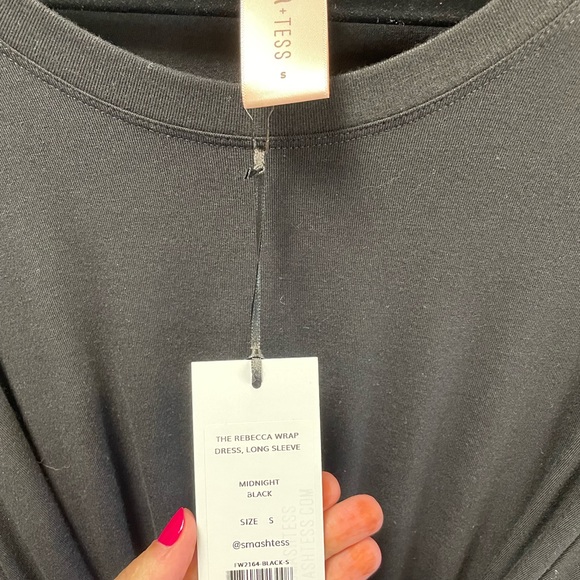 NWT - Smash + Tess - Rebecca Wrap Long Sleeve Dress in Black - Picture 3 of 7